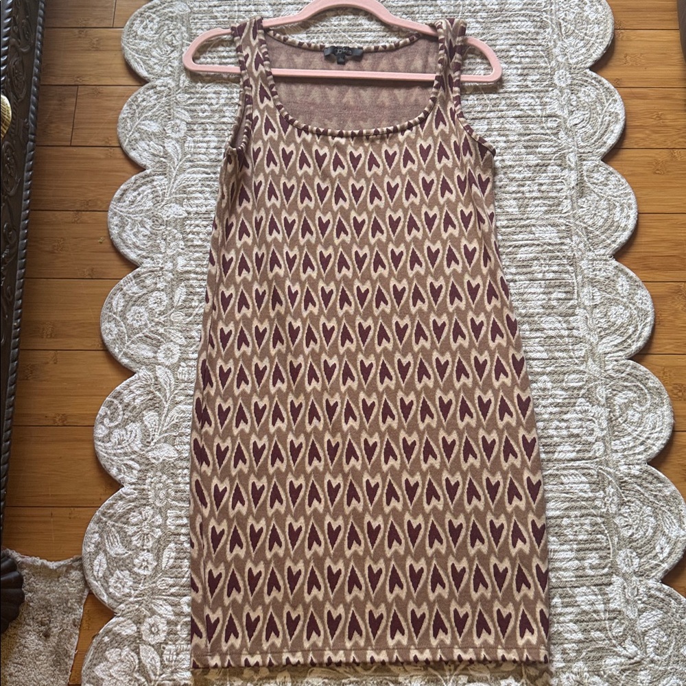 Brown and Cream Patterned Sleeveless Dress